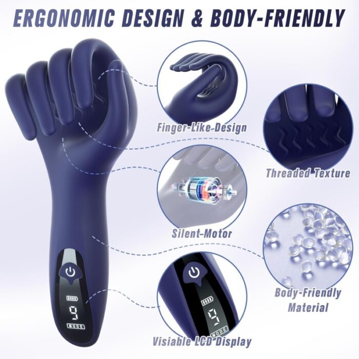 Premium Finger-Shaped Vibrator for Men – 9 Modes, LCD, Body-Safe Silicone - Image 4