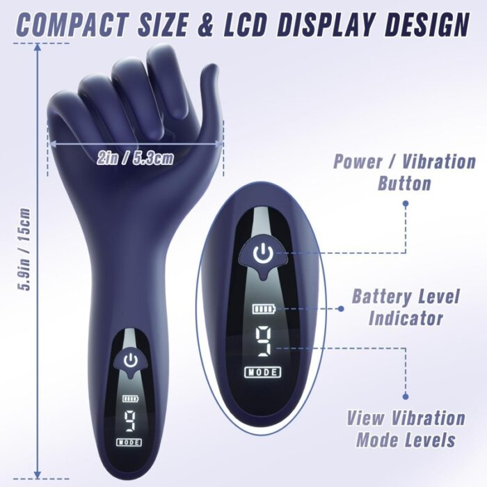 Premium Finger-Shaped Vibrator for Men – 9 Modes, LCD, Body-Safe Silicone - Image 3