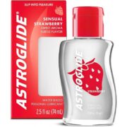 Astroglide water based lubricant bottle with strawberry flavor, 2.5oz