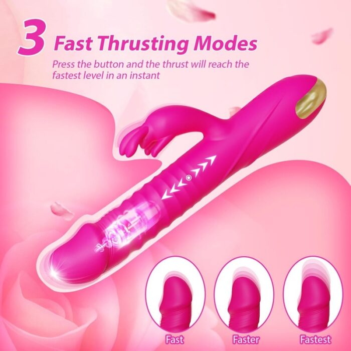 Premium Thrusting Rabbit Vibrator – 3-in-1 G-Spot & Clitoral Stimulator, 10 Modes, Body-Safe Silicone - Image 6