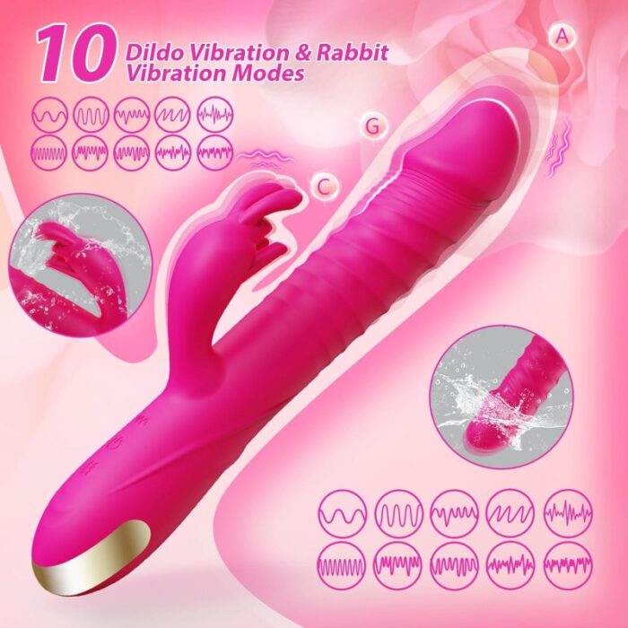 Premium Thrusting Rabbit Vibrator – 3-in-1 G-Spot & Clitoral Stimulator, 10 Modes, Body-Safe Silicone - Image 5