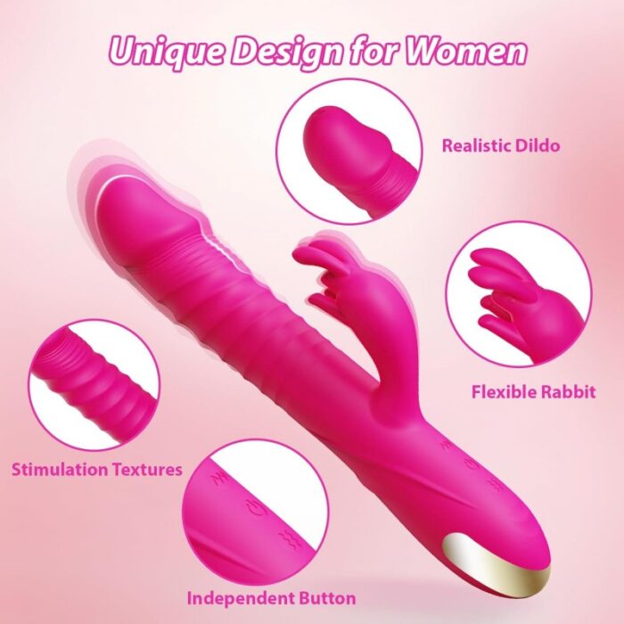 Premium Thrusting Rabbit Vibrator – 3-in-1 G-Spot & Clitoral Stimulator, 10 Modes, Body-Safe Silicone - Image 4