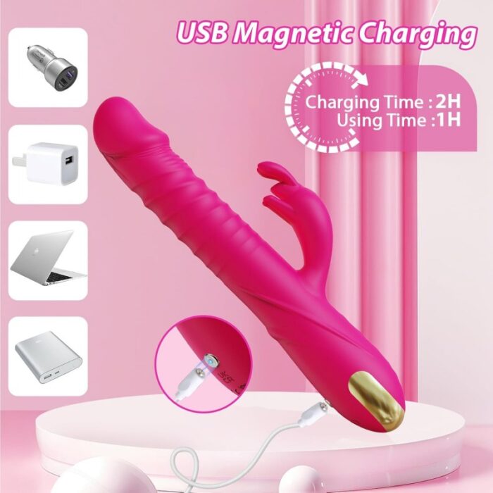 Premium Thrusting Rabbit Vibrator – 3-in-1 G-Spot & Clitoral Stimulator, 10 Modes, Body-Safe Silicone - Image 3