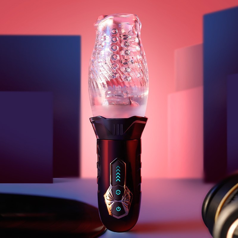 Automatic Male Masturbator premium 3-in-1 device on white background